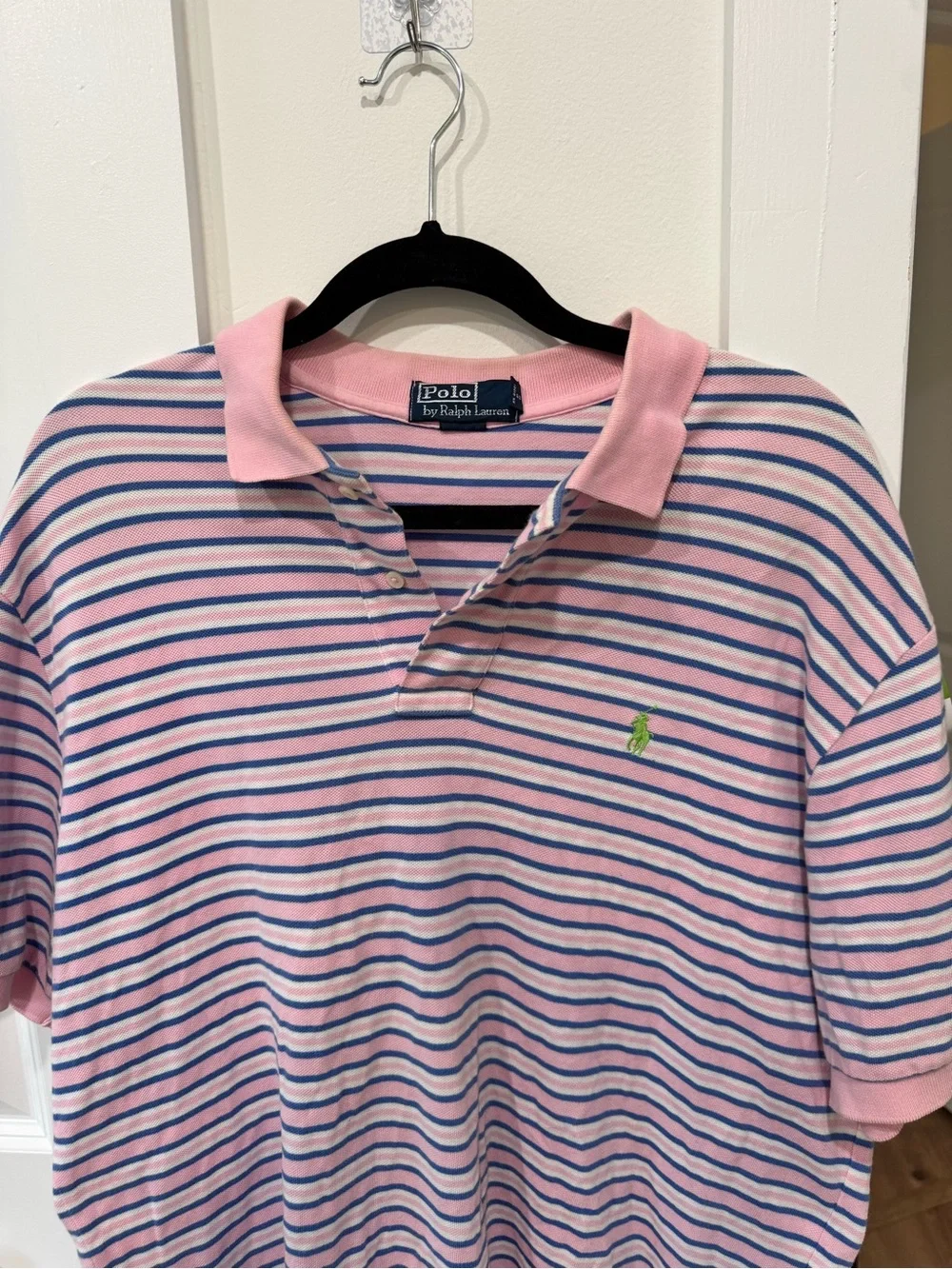 Ralph Lauren Pink Polo with Navy & White Stripes